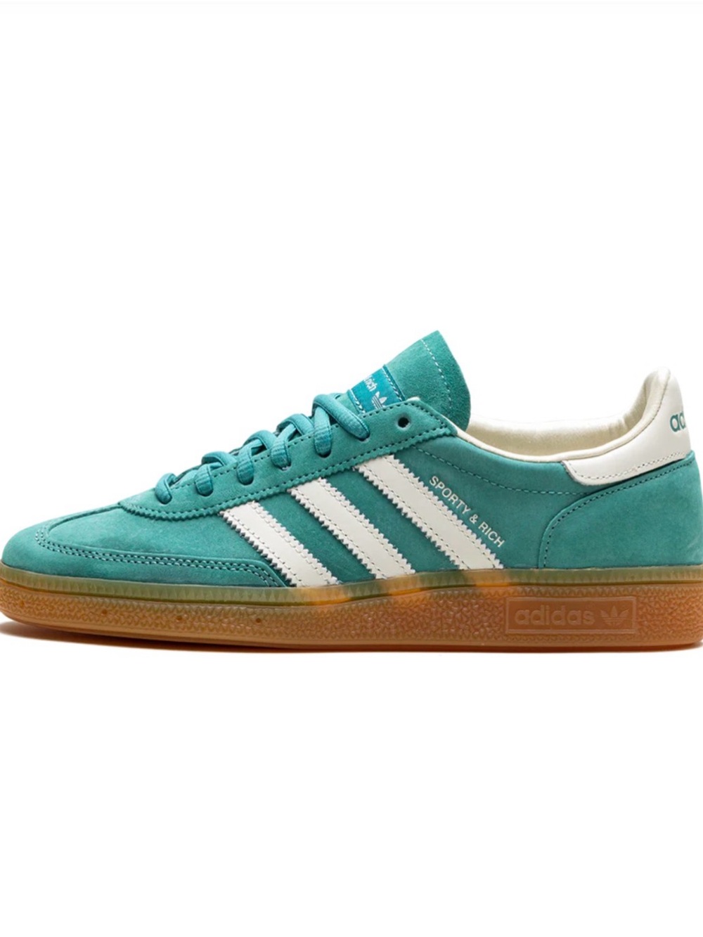 adidas Teal Suede Low-Top Sneakers with White Stripes